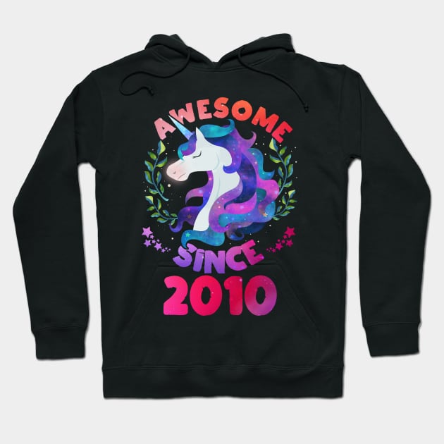 Cute Awesome Unicorn Since 2010 Funny Gift Hoodie by saugiohoc994